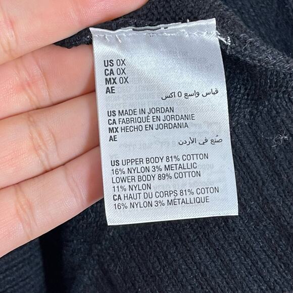 NEW Charter Club Metallic Bi-color Sweater Silver Tin Black Women's Plus Size 0X - Picture 10 of 10